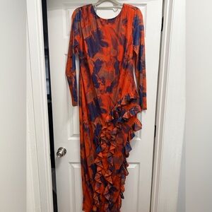 Orange and Blue Ruffle Dress